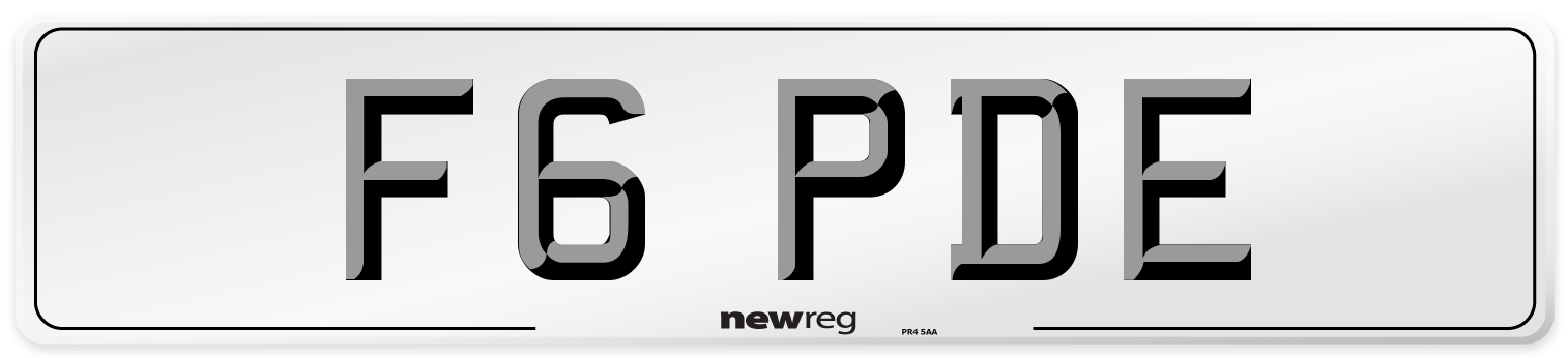 F6 PDE Number Plate from New Reg